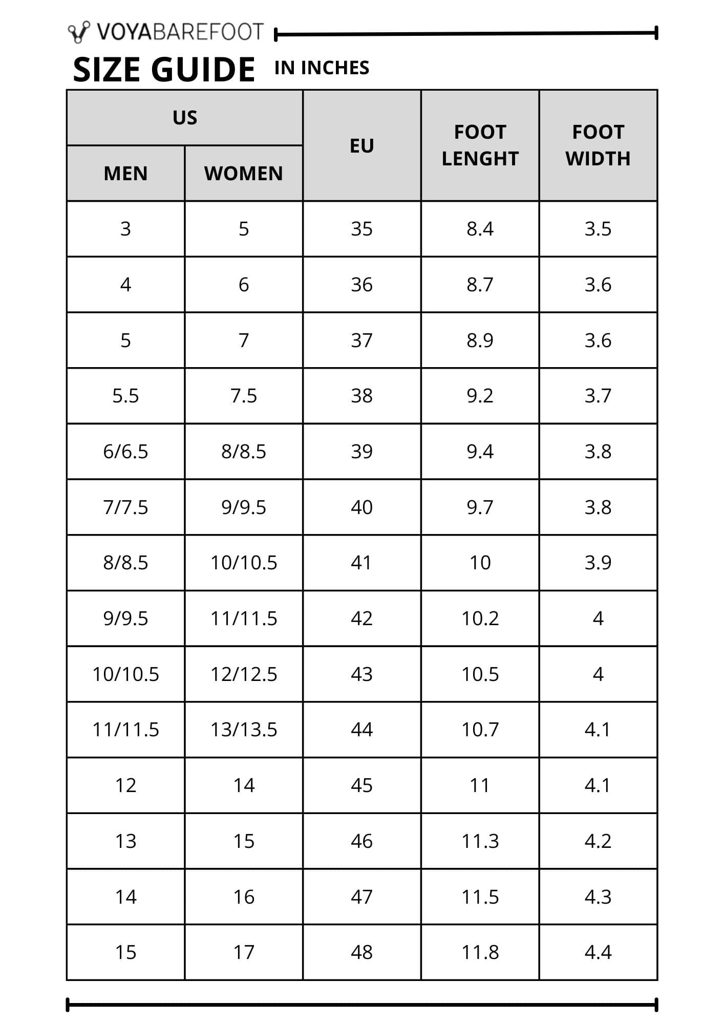 Okra Pro (Unisex)-BOGO size chart